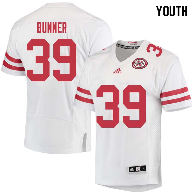 Youth #39 Bradley Bunner Nebraska Cornhuskers College Football Jerseys Sale-White